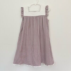 Lila and Hayes Red and White Star Patterned Sleeveless Dress Ruffled Sleeves 6Y